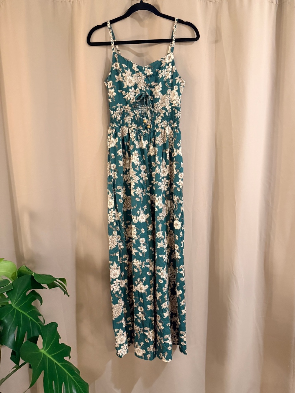 As U Wish Teal Floral Maxi Dress with Adjustable Straps
